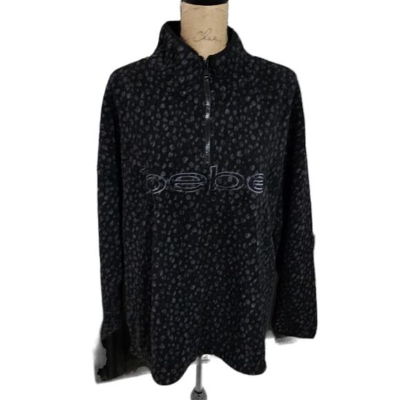 Bebe Leopard Print 1/4 Zip Polar Fleece Cozy Super Soft Jacket Plus Size 2X New! - Picture 1 of 8